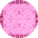 Round Abstract Pink Modern Rug, abs3950pnk