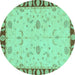 Round Abstract Turquoise Modern Rug, abs3950turq