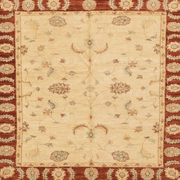 Square Machine Washable Abstract Orange Rug, wshabs3950