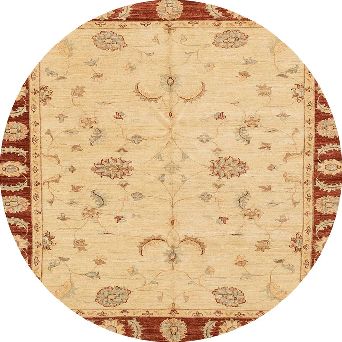 Round Machine Washable Abstract Orange Rug, wshabs3950