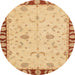 Round Machine Washable Abstract Orange Rug, wshabs3950