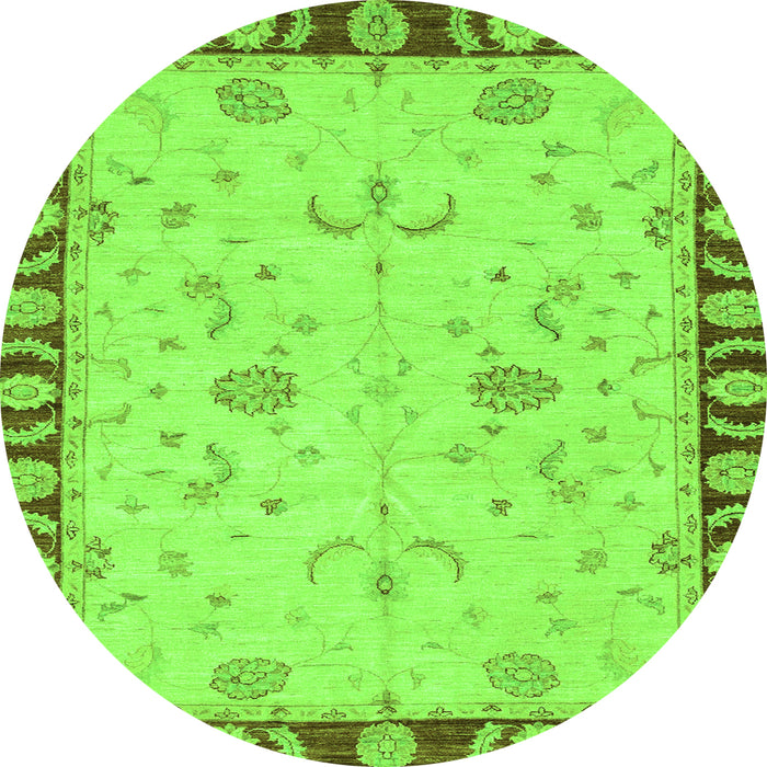 Round Machine Washable Abstract Green Modern Area Rugs, wshabs3950grn