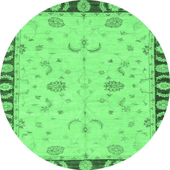 Round Abstract Emerald Green Modern Rug, abs3950emgrn