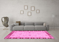 Machine Washable Abstract Pink Modern Rug, wshabs3950pnk