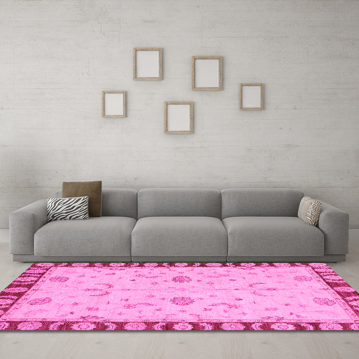 Machine Washable Abstract Pink Modern Rug in a Living Room, wshabs3950pnk