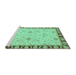 Sideview of Machine Washable Abstract Turquoise Modern Area Rugs, wshabs3950turq