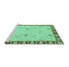 Sideview of Machine Washable Abstract Turquoise Modern Area Rugs, wshabs3950turq