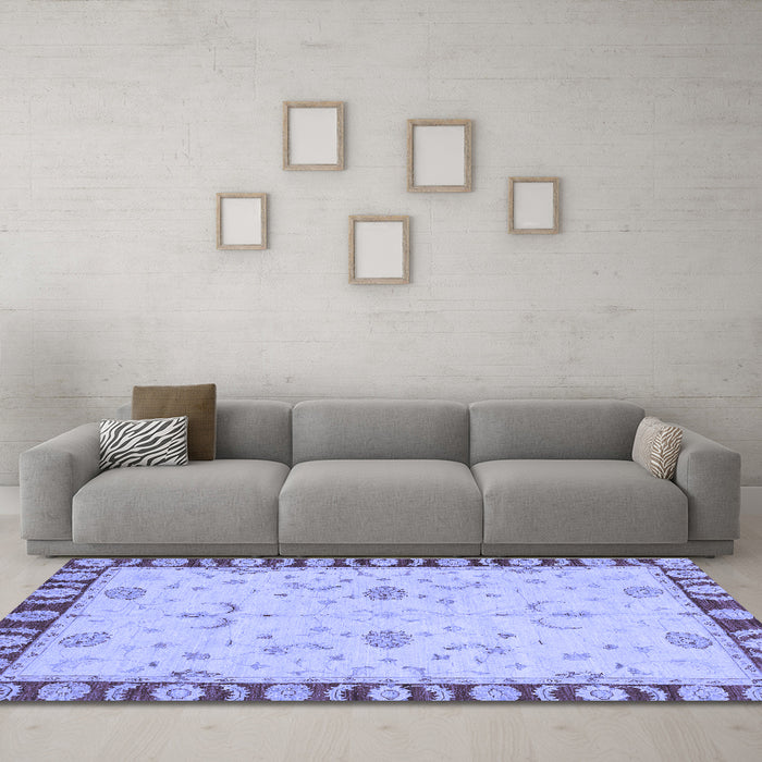 Machine Washable Abstract Blue Modern Rug in a Living Room, wshabs3950blu