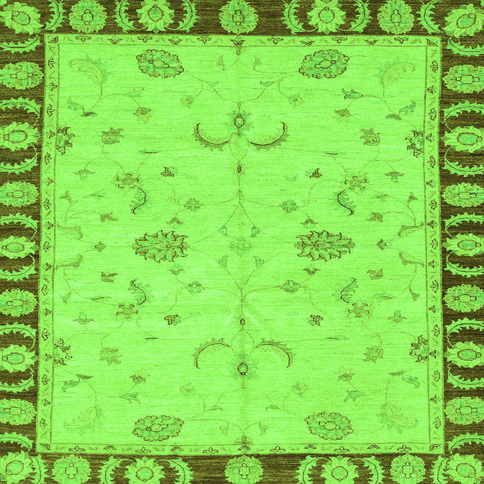 Square Machine Washable Abstract Green Modern Area Rugs, wshabs3950grn