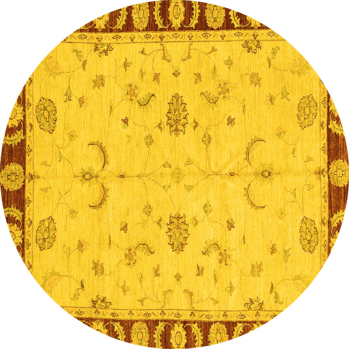 Round Machine Washable Abstract Yellow Modern Rug, wshabs3950yw