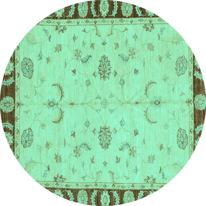 Round Machine Washable Abstract Turquoise Modern Area Rugs, wshabs3950turq