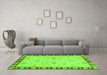 Machine Washable Abstract Green Modern Area Rugs in a Living Room,, wshabs3950grn