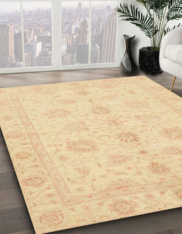 Machine Washable Abstract Brown Gold Rug in a Family Room, wshabs3951