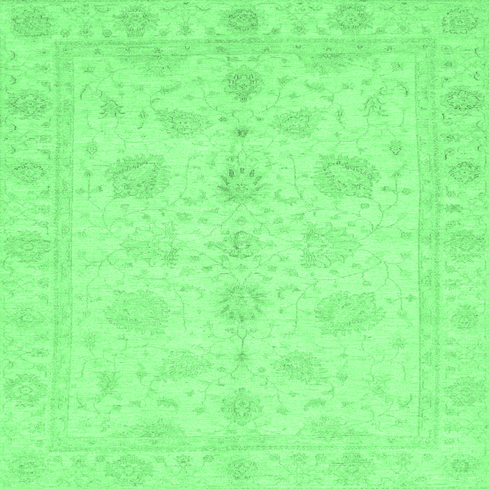 Square Machine Washable Oriental Emerald Green Traditional Area Rugs, wshabs3951emgrn
