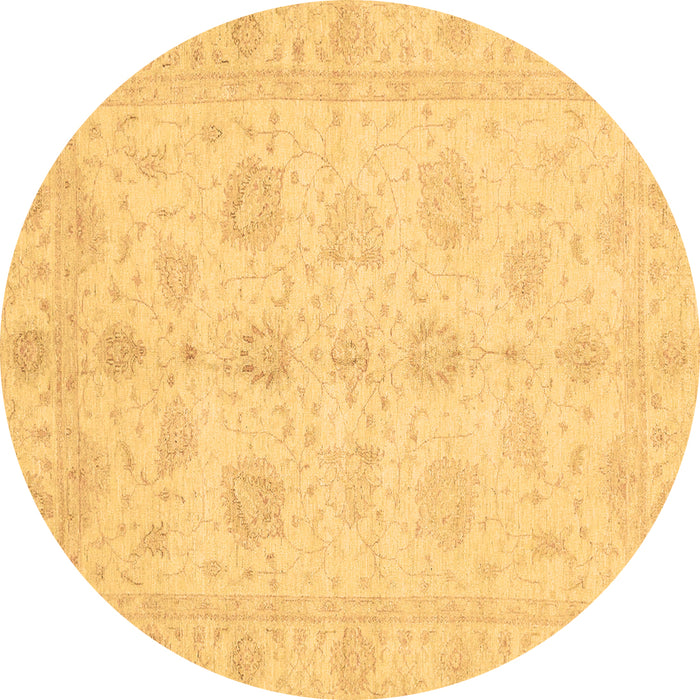 Round Oriental Brown Traditional Rug, abs3951brn