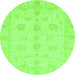 Round Oriental Green Traditional Rug, abs3951grn