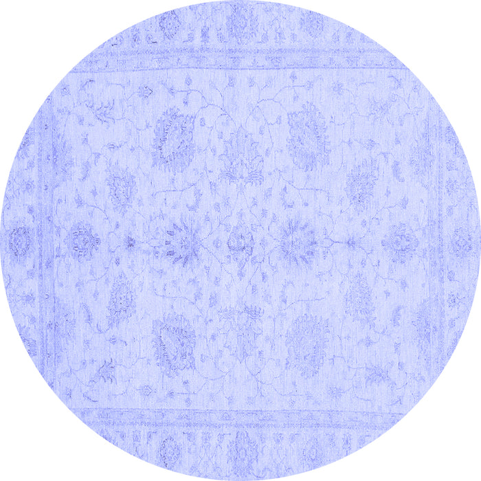 Round Machine Washable Oriental Blue Traditional Rug, wshabs3951blu