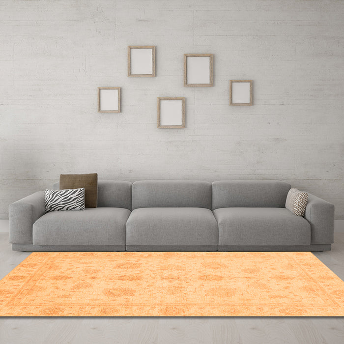 Machine Washable Oriental Orange Traditional Area Rugs in a Living Room, wshabs3951org