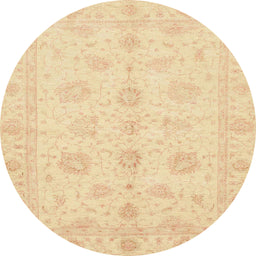 Round Abstract Brown Gold Oriental Rug, abs3951