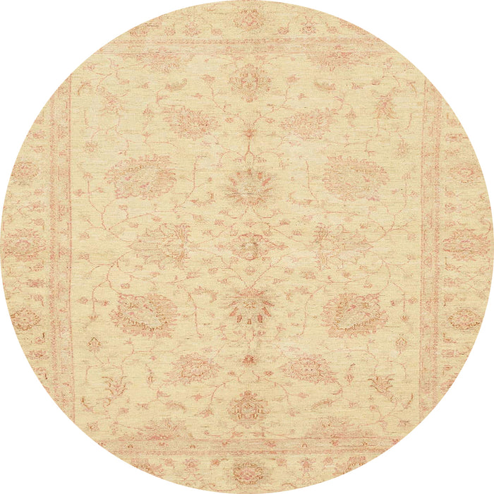Round Abstract Brown Gold Oriental Rug, abs3951