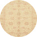 Round Abstract Brown Gold Oriental Rug, abs3951