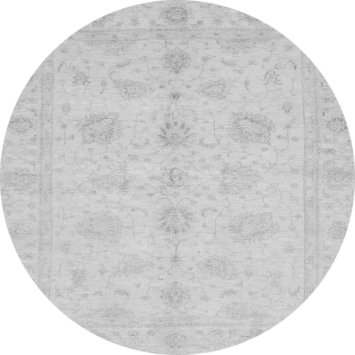 Round Machine Washable Oriental Gray Traditional Rug, wshabs3951gry
