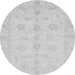 Round Machine Washable Oriental Gray Traditional Rug, wshabs3951gry