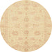 Round Machine Washable Abstract Brown Gold Rug, wshabs3951