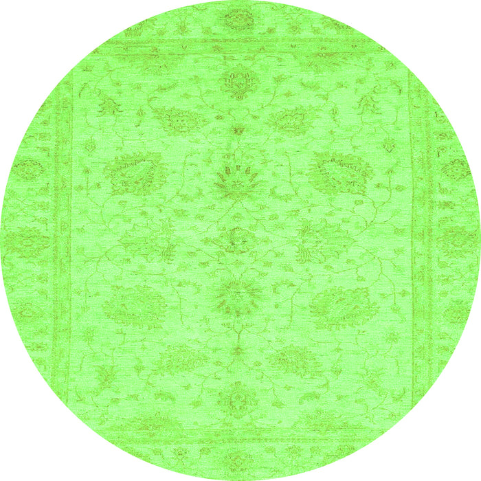Round Machine Washable Oriental Green Traditional Area Rugs, wshabs3951grn