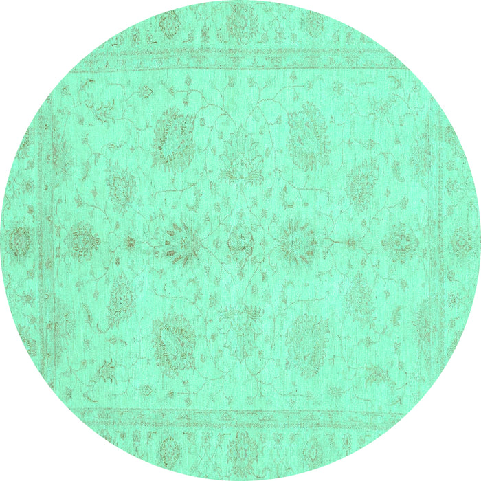 Round Oriental Turquoise Traditional Rug, abs3951turq