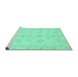 Sideview of Machine Washable Oriental Turquoise Traditional Area Rugs, wshabs3951turq