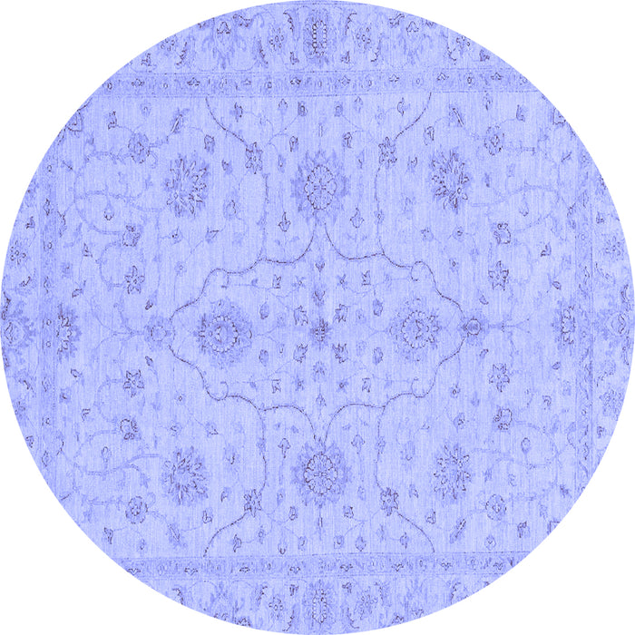 Round Machine Washable Oriental Blue Traditional Rug, wshabs3952blu