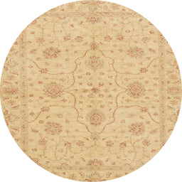 Round Abstract Orange Oriental Rug, abs3952
