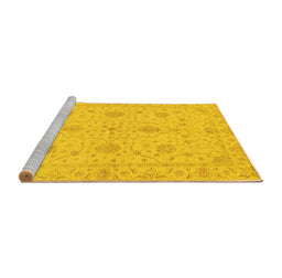 Sideview of Machine Washable Oriental Yellow Traditional Rug, wshabs3952yw