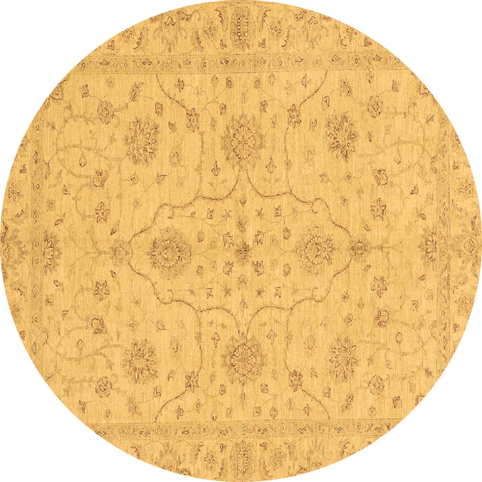 Round Machine Washable Oriental Brown Traditional Rug, wshabs3952brn