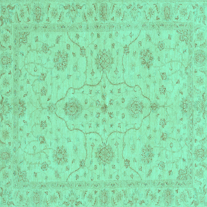 Square Machine Washable Oriental Turquoise Traditional Area Rugs, wshabs3952turq