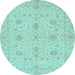 Round Oriental Light Blue Traditional Rug, abs3952lblu