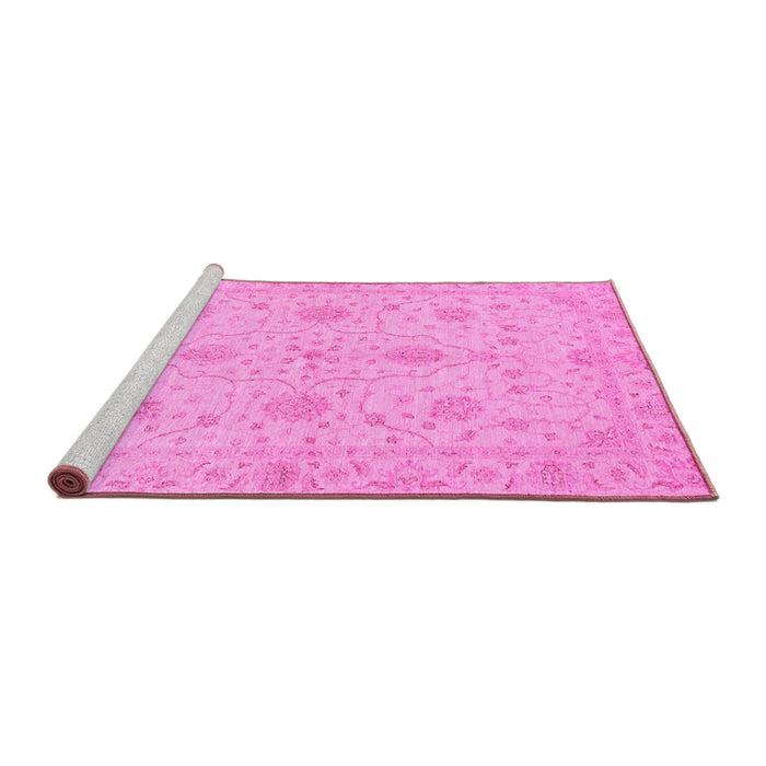 Sideview of Machine Washable Oriental Pink Traditional Rug, wshabs3952pnk