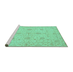 Sideview of Machine Washable Oriental Turquoise Traditional Area Rugs, wshabs3952turq