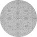 Round Machine Washable Oriental Gray Traditional Rug, wshabs3952gry