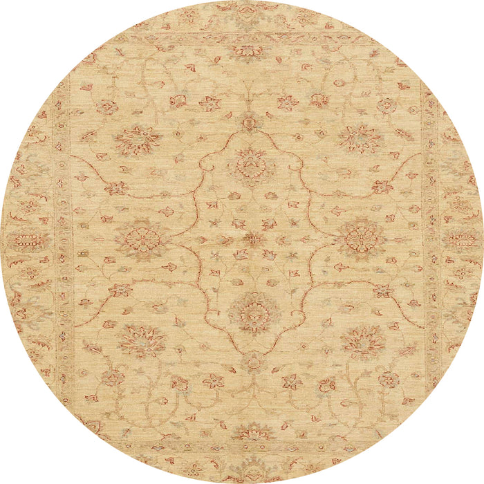 Round Machine Washable Abstract Orange Rug, wshabs3952