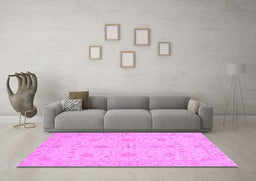 Machine Washable Oriental Purple Traditional Area Rugs in a Living Room, wshabs3952pur