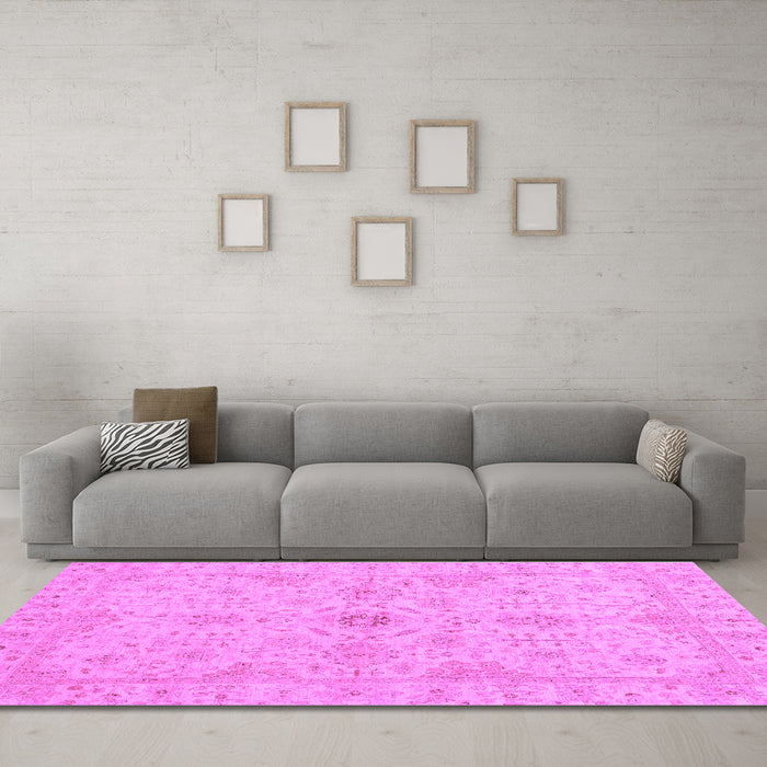 Machine Washable Oriental Purple Traditional Area Rugs in a Living Room, wshabs3953pur