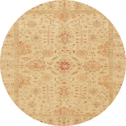 Round Machine Washable Abstract Orange Rug, wshabs3953