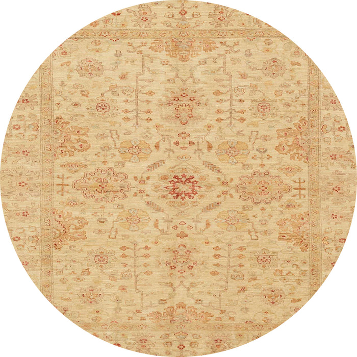 Round Machine Washable Abstract Orange Rug, wshabs3953
