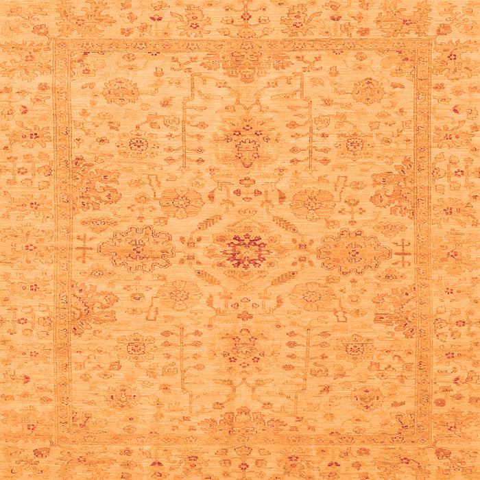 Square Machine Washable Oriental Orange Traditional Area Rugs, wshabs3953org