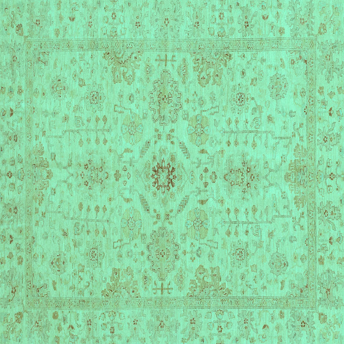 Square Machine Washable Oriental Turquoise Traditional Area Rugs, wshabs3953turq