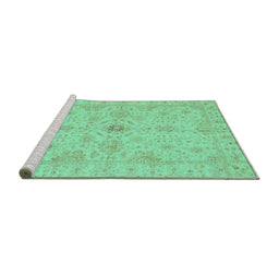 Sideview of Machine Washable Oriental Turquoise Traditional Area Rugs, wshabs3953turq