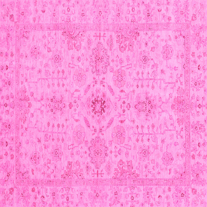 Square Machine Washable Oriental Pink Traditional Rug, wshabs3953pnk