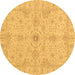 Round Oriental Brown Traditional Rug, abs3953brn